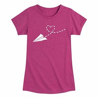 Girls 7-16 Paper Airplane Heart Graphic Tee