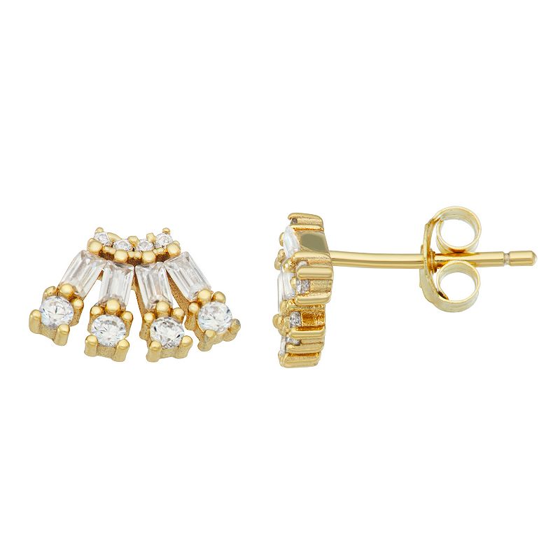 Contessa Di Capri 18k Gold Over Silver Cubic Zirconia Earrings, Womens, Wh
