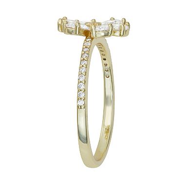 Contessa Di Capri 18k Gold Over Silver Cubic Zirconia Flower Ring