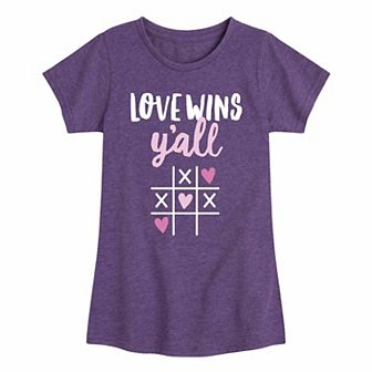 Girls 7-16 Valentine Love Wins Yall Graphic Tee