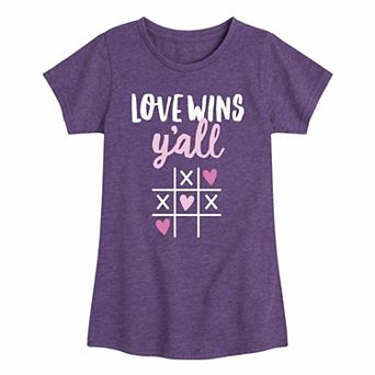 Girls 7-16 Valentine Love Wins Yall Graphic Tee