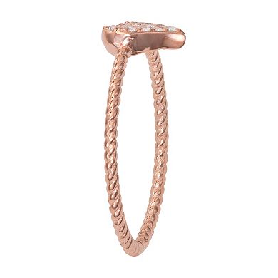 Contessa Di Capri 18k Rose Gold Over Silver Cubic Zirconia Heart Ring