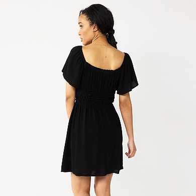 Juniors' Rewind Flutter Sleeve Dress
