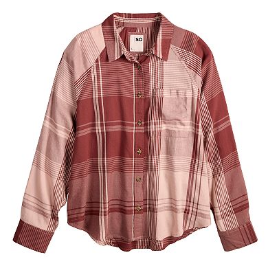 "Juniors' SO® Long Sleeve Button Down Shirt "