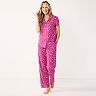 Petite Croft & Barrow® Short Sleeve Pajama Shirt & Pajama Pants Sleep Set