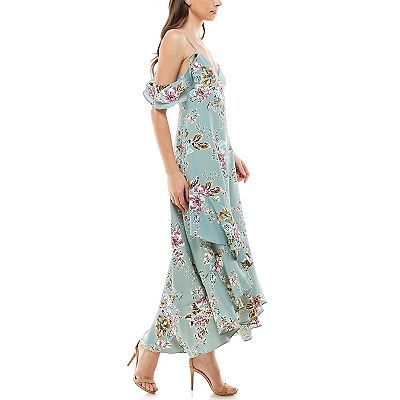 Juniors' Almost Famous Ruffled Hem Midi Slip Dress