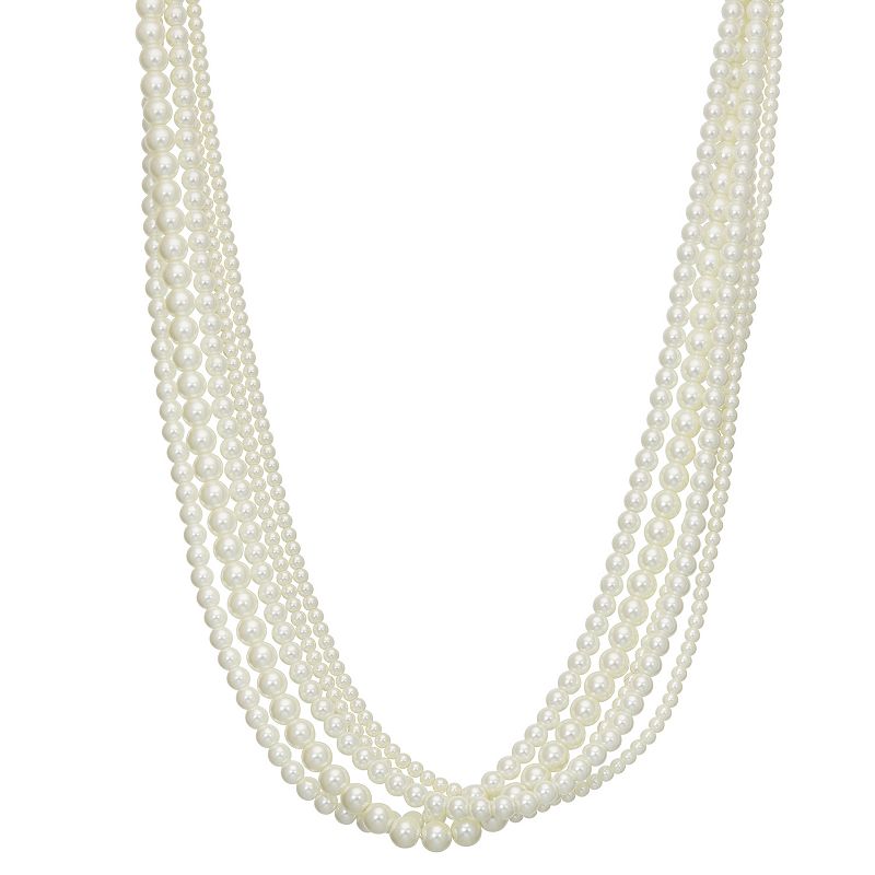 Napier Multirow Simulated Pearl Necklace, Womens, Silver