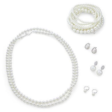 Napier Silver Tone Seven Row Stretch Bracelet
