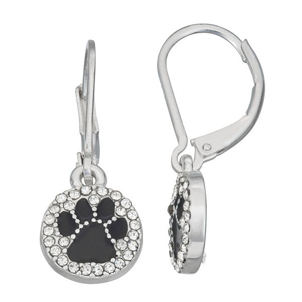 Napier Silver Tone Simulated Crystal Paw Drop Earrings - Jet Tone