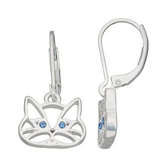 Napier Silver Tone Cat Drop Earrings