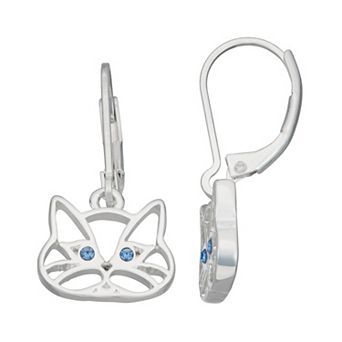 Napier Silver Tone Cat Drop Earrings