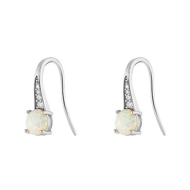 PRIMROSE Sterling Silver White Opal & Cubic Zirconia Drop Earrings