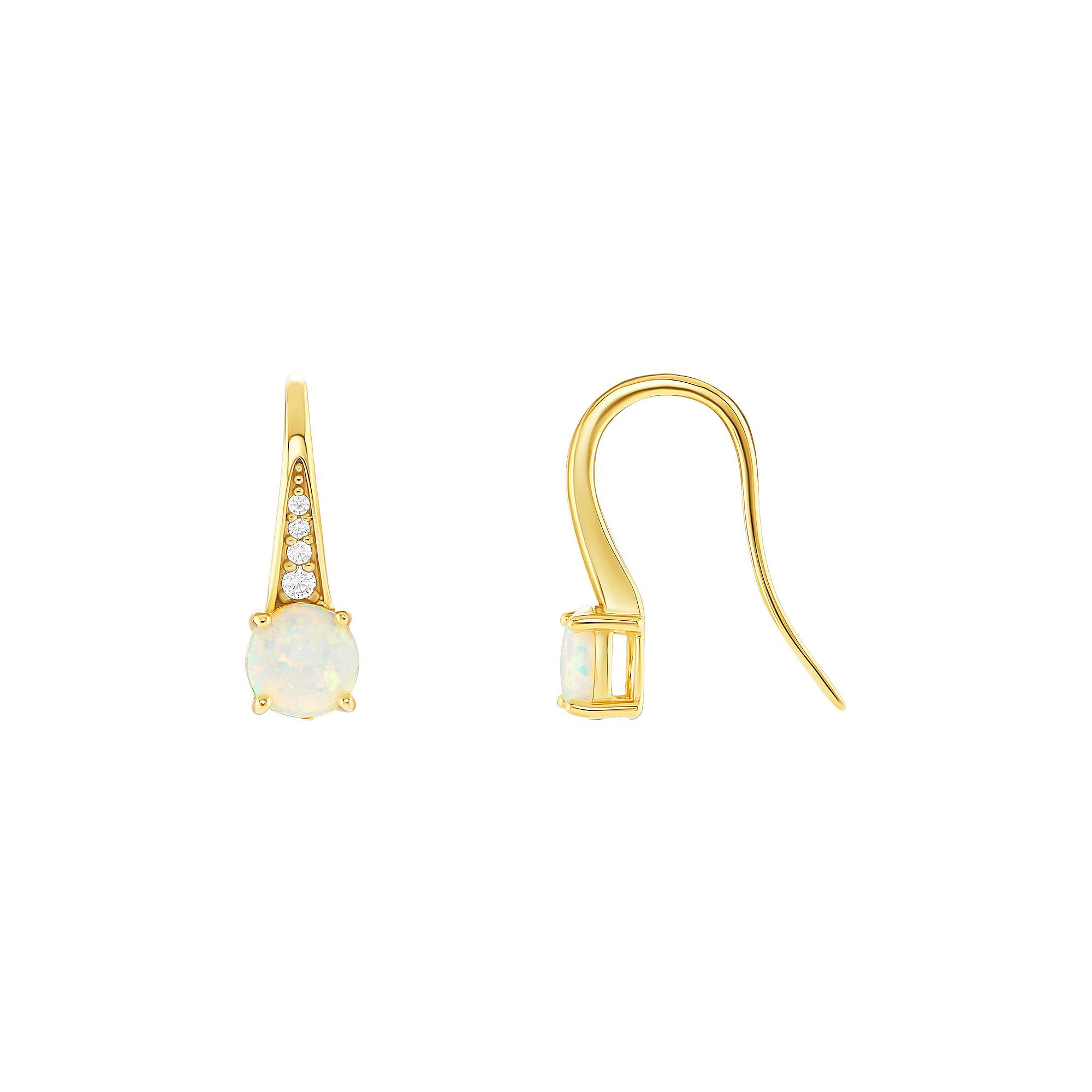 PRIMROSE Sterling Silver White Opal & Cubic Zirconia Drop Earrings, Womens