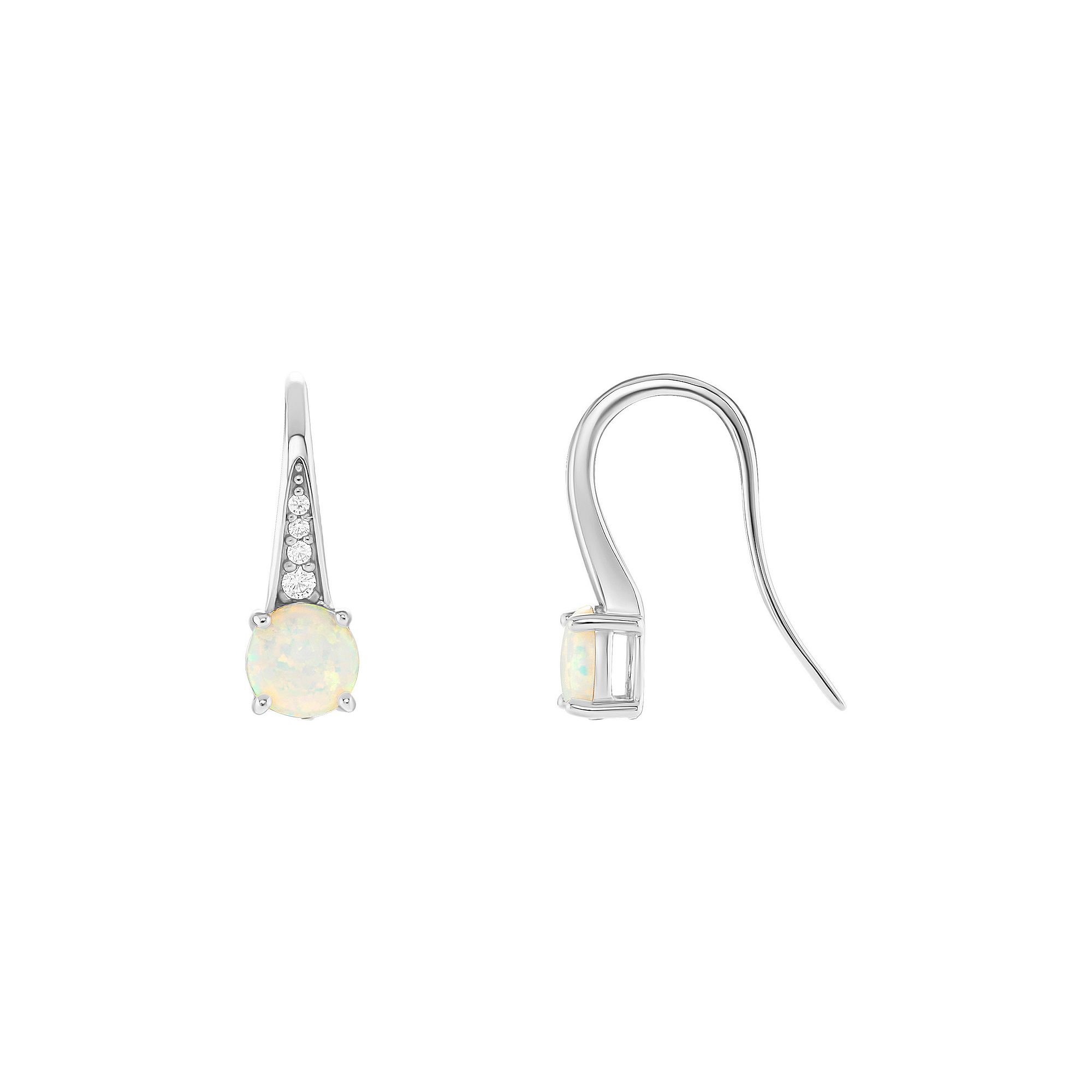PRIMROSE Sterling Silver White Opal & Cubic Zirconia Drop Earrings, Womens