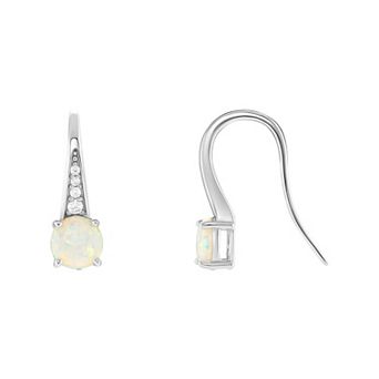 PRIMROSE Sterling Silver White Opal & Cubic Zirconia Drop Earrings