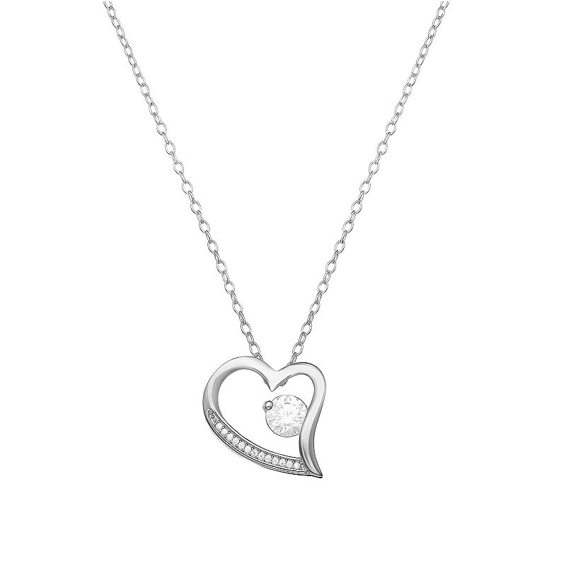 PRIMROSE Sterling Silver Cubic Zirconia Open Heart Pendant Necklace, Women