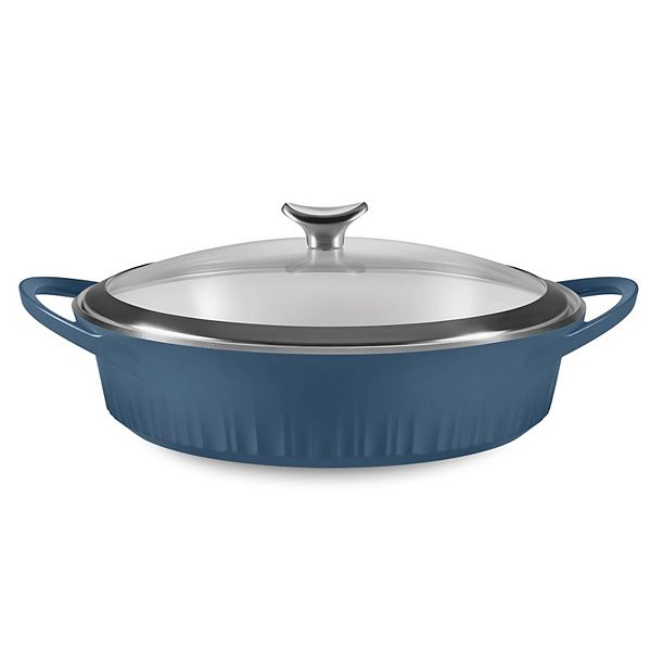 Corningware Cast Aluminum 4 Quart Braiser with Lid - Navy