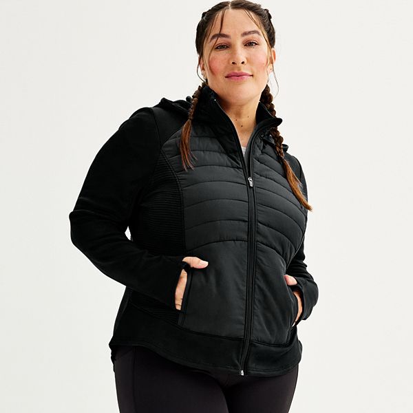 Plus Size Tek Gear® Hooded Mixed-Media Jacket