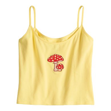 Juniors' Mushroom Embroidered Tank Top