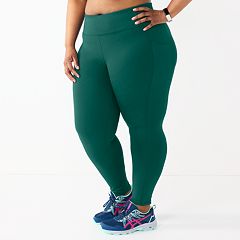 Tek Gear Green Leggings Womens Size 4X Long Side Pockets Pants