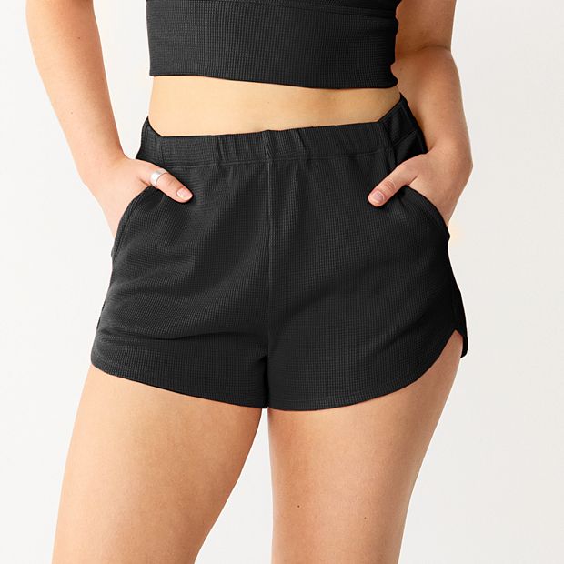 Women's Juniors Smooth Fitting High Waist Shorts - Black