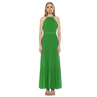 Women's ALEXIA ADMOR Kira Ruffle Halter Maxi Dress