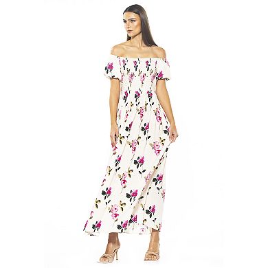 Women's ALEXIA ADMOR Leia Smocked Off-the-Shoulder Maxi Dress