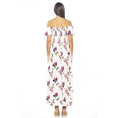 Women's ALEXIA ADMOR Leia Smocked Off-the-Shoulder Maxi Dress