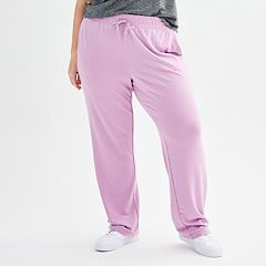 Tek Gear Ultrasoft Fleece Jogger Pants Women Plus 3X Rose Leopard Pockets  NEW