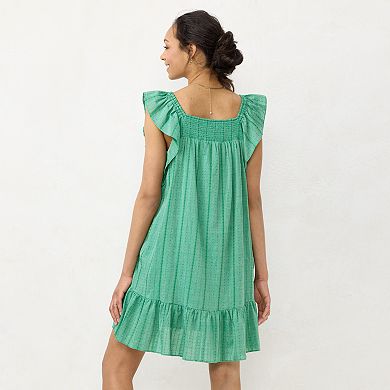 Women's LC Lauren Conrad Smocked Ruffle Sleeve Midi Dress