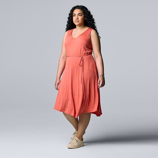 Plus Size Simply Vera Vera Wang Fit Flare Tank Dress