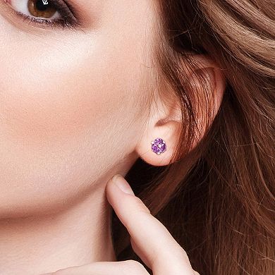 Stella Grace 14k Rose Gold African Amethyst & 1/4 Carat T.W. Diamond Stud Earrings