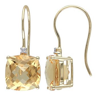 Stella Grace 10k Gold Citrine & Diamond Accent Hook Earrings