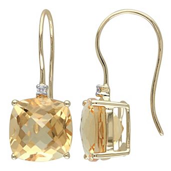 Stella Grace 10k Gold Citrine & Diamond Accent Hook Earrings
