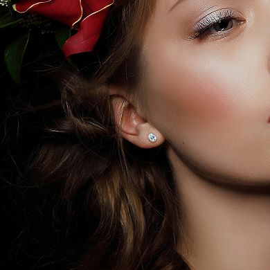 Stella Grace 14k White Gold Aquamarine Oval Solitaire Stud Earrings