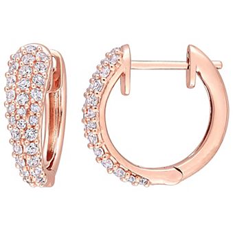 Stella Grace 10k Rose Gold White Sapphire Hoop Earrings