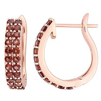 Stella Grace 10k Rose Gold Garnet Hoop Earrings