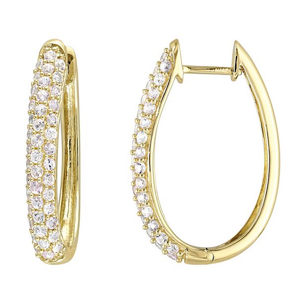 Stella Grace 10k Gold White Sapphire Oval Hoop Earrings