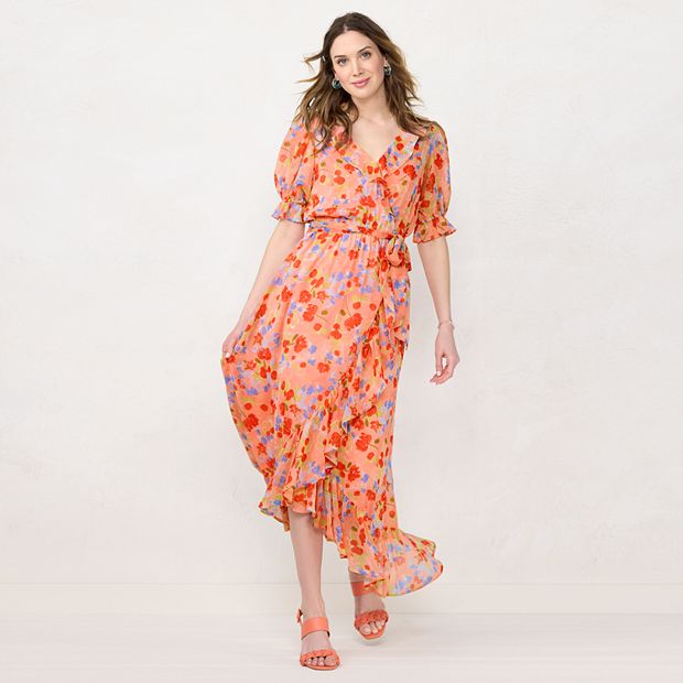 NWT LC Lauren Conrad Print Ruffle Midi Dress