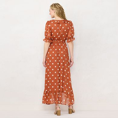 Women's LC Lauren Conrad Polka-Dot Ruffle Faux-Wrap Dress