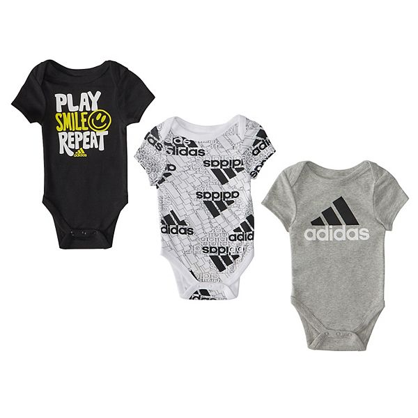 Baby Boy adidas 3Pack Badge of Sport Rompers