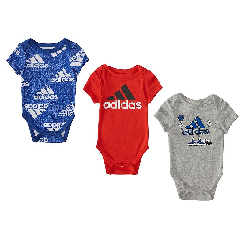 Baby Boy adidas 3-Pack Badge of Sport Rompers, Infant Boys, Size: 3 Months