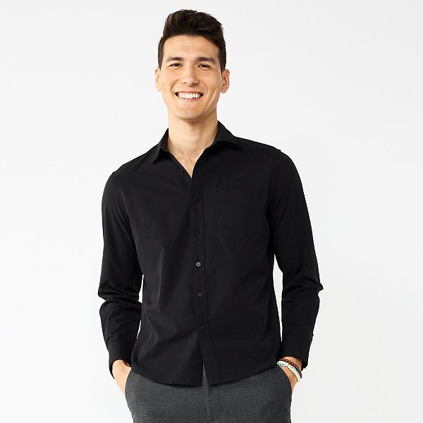 Men's Apt. 9® Slim Untucked-Fit Athleisure Button Down Tech Shirt