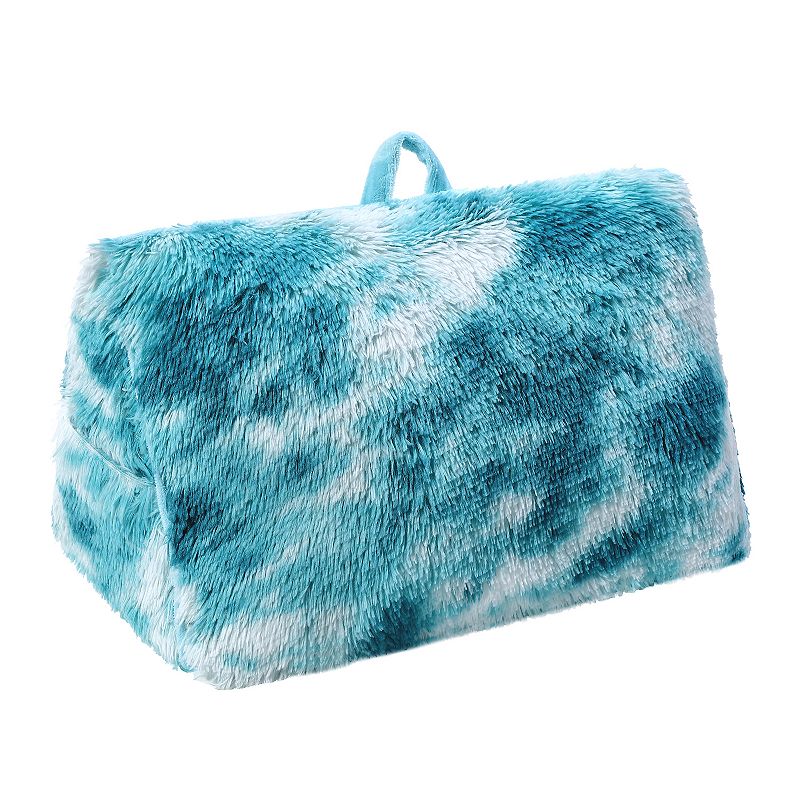 The Big One Print Faux Fur Wedge Pillow, Med Blue, 13X23