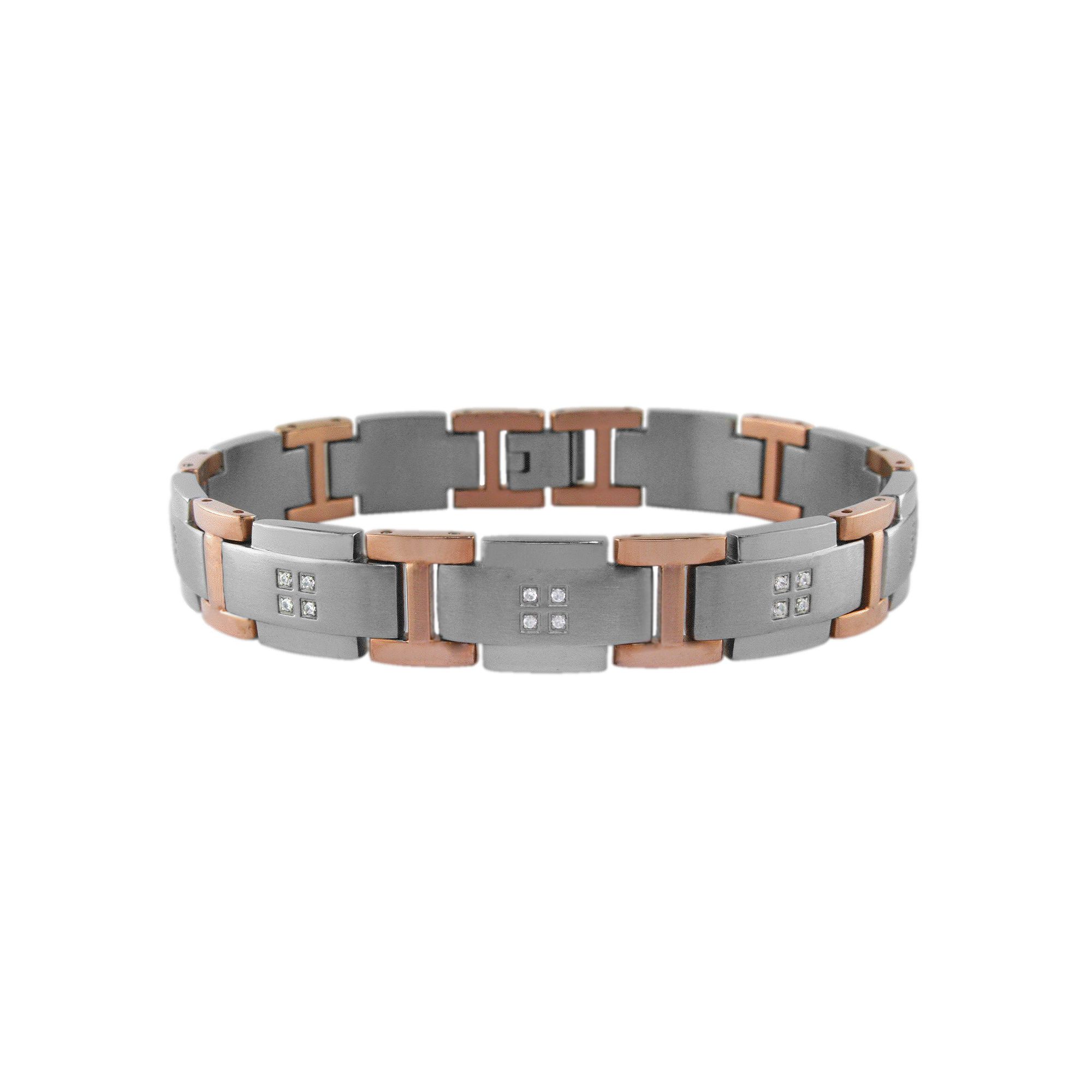 LYNX Stainless Steel 1/4-ct. T.W. Diamond Bracelet, Mens, Silver