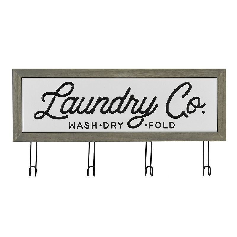 Sonoma Goods For Life 4-Hook Laundry Co. Wall Decor, White