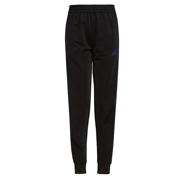 Black adidas pants with blue online stripes