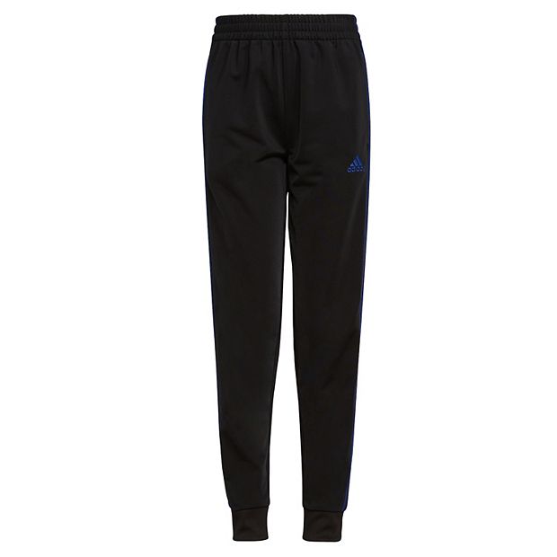 Boys 4-7 adidas Tricot Black & Blue 3-Stripe Jogger Pants