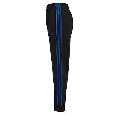 Boys 4-7 adidas Tricot Black & Blue 3-Stripe Jogger Pants