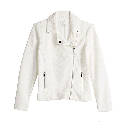 Women's Nine West Textured Knit Moto Jacket